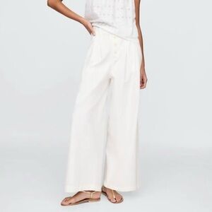 Gap x Doen White Wide Leg Pleated Trousers Size 0